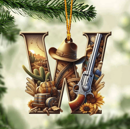 Western Letters - Personalized Christmas Ornament, Custom Name Letter Western Ornament ON1542