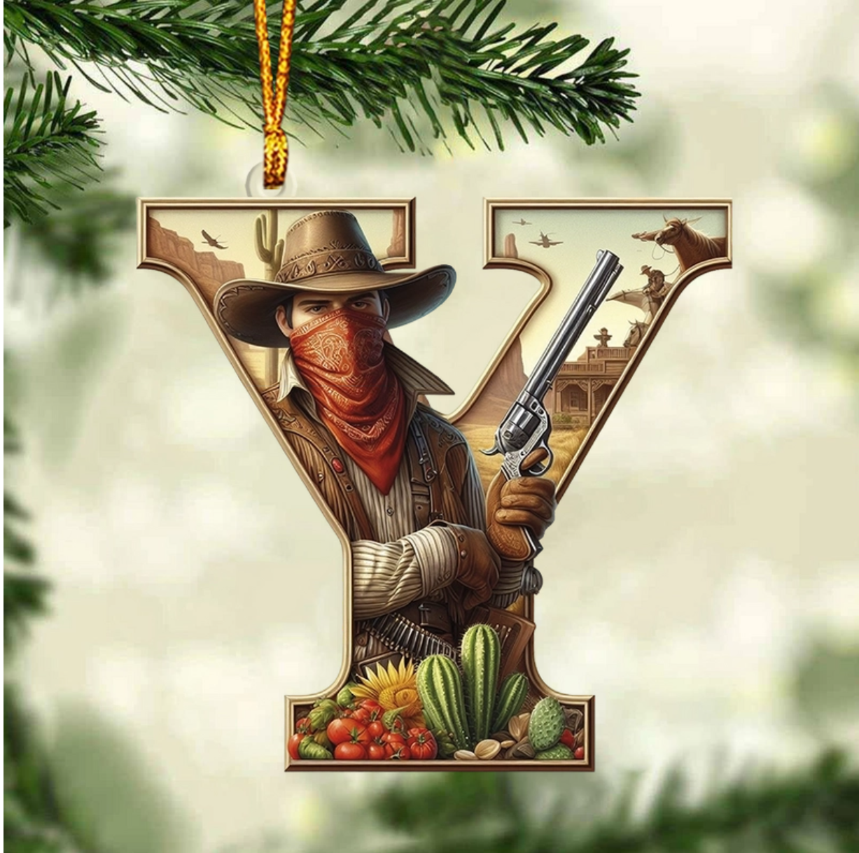 Western Letters - Personalized Christmas Ornament, Custom Name Letter Western Ornament ON1542