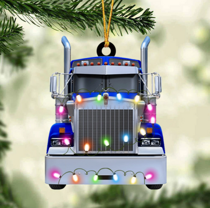 Truck Personalized Christmas Ornament, Custom Name Truckers Christmas Light Ornament ON1544