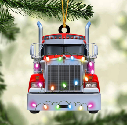 Truck Personalized Christmas Ornament, Custom Name Truckers Christmas Light Ornament ON1544