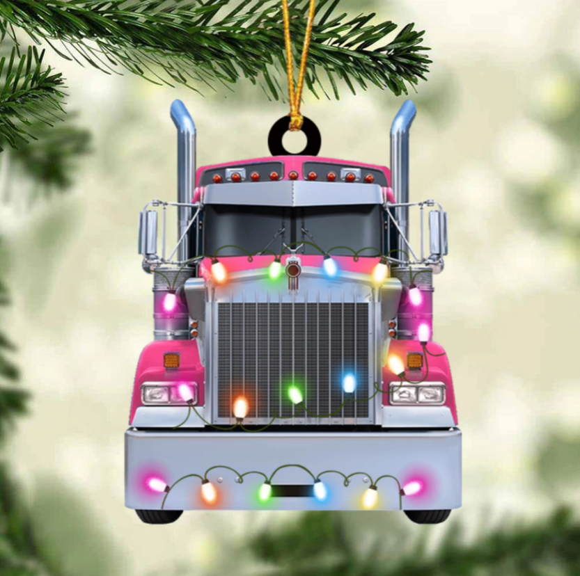 Truck Personalized Christmas Ornament, Custom Name Truckers Christmas Light Ornament ON1544