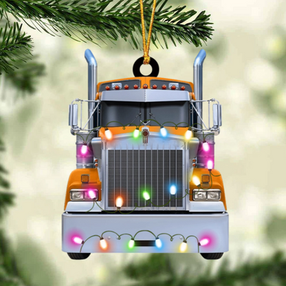 Truck Personalized Christmas Ornament, Custom Name Truckers Christmas Light Ornament ON1544