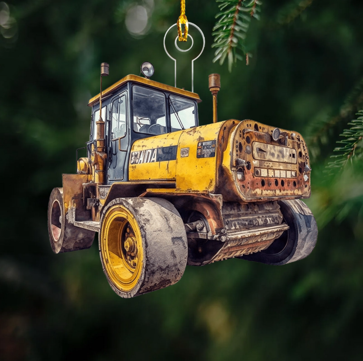 Personalized Road Roller Christmas Ornament, Custom Name Heavy Equipment Lovers Ornament ON1564