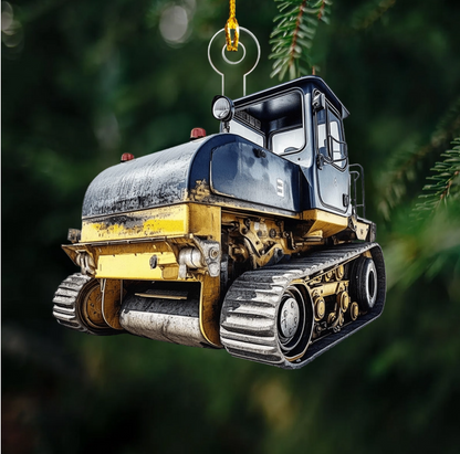 Personalized Road Roller Christmas Ornament, Custom Name Heavy Equipment Lovers Ornament ON1564