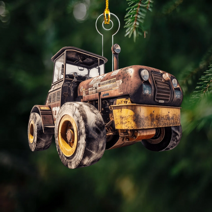 Personalized Road Roller Christmas Ornament, Custom Name Heavy Equipment Lovers Ornament ON1564