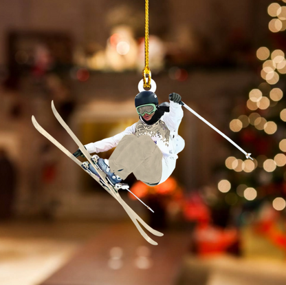 Personalized Skiing Acrylic Ornament, Custom Name Snow Skiing Lover Ornament ON1566