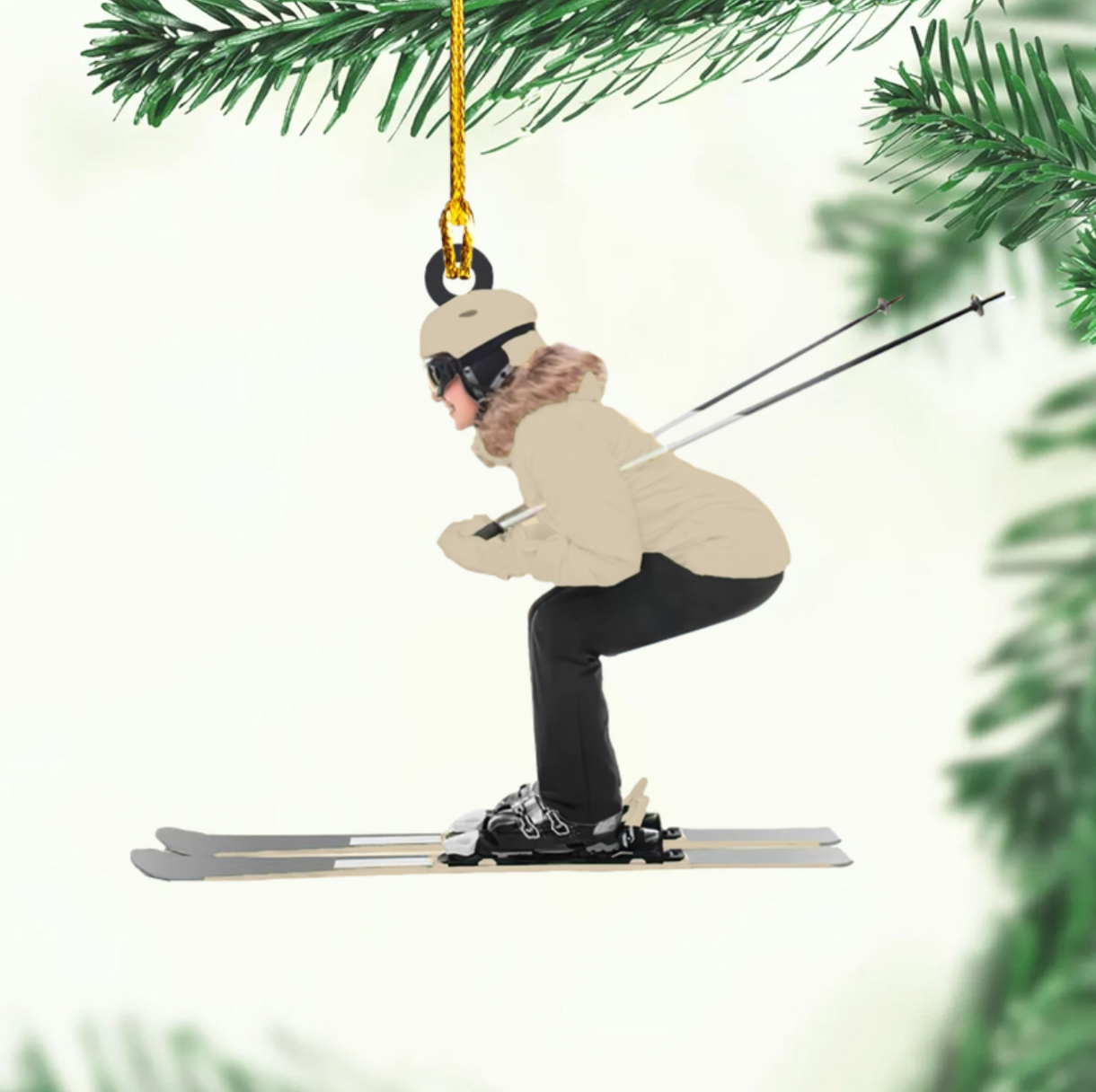 Custom Name Skier Ornament, Personalized Christmas Ornament For Ski Lovers ON1568