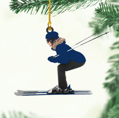 Custom Name Skier Ornament, Personalized Christmas Ornament For Ski Lovers ON1568