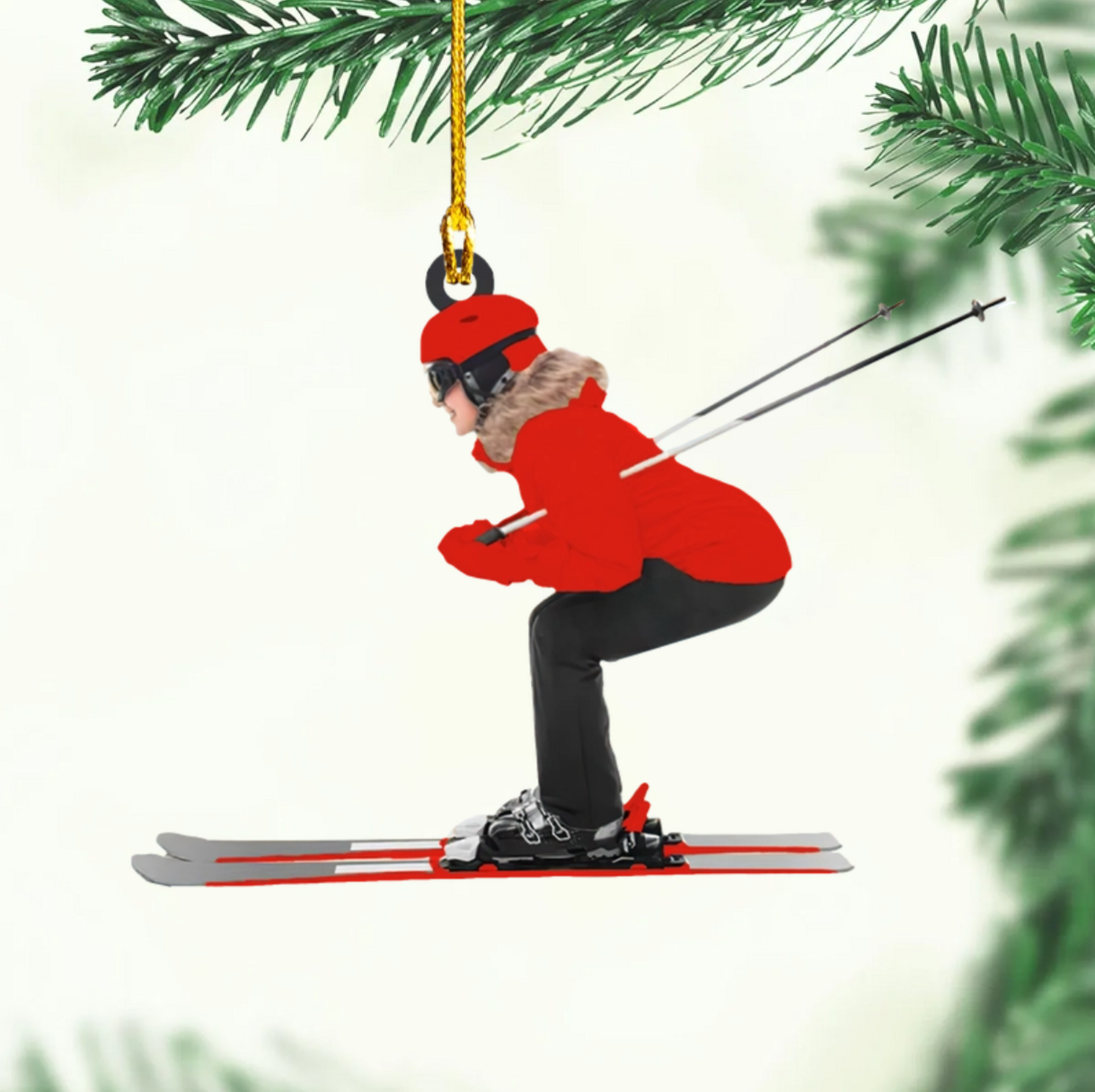 Custom Name Skier Ornament, Personalized Christmas Ornament For Ski Lovers ON1568