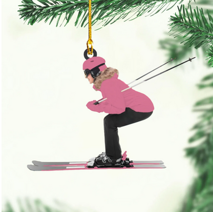 Custom Name Skier Ornament, Personalized Christmas Ornament For Ski Lovers ON1568