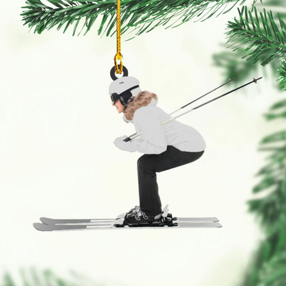 Custom Name Skier Ornament, Personalized Christmas Ornament For Ski Lovers ON1568