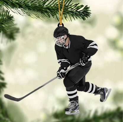 Personalized Ice Hockey Acrylic Christmas Ornament, Custom Name Number Ice Hockey Player Ornament ON1620