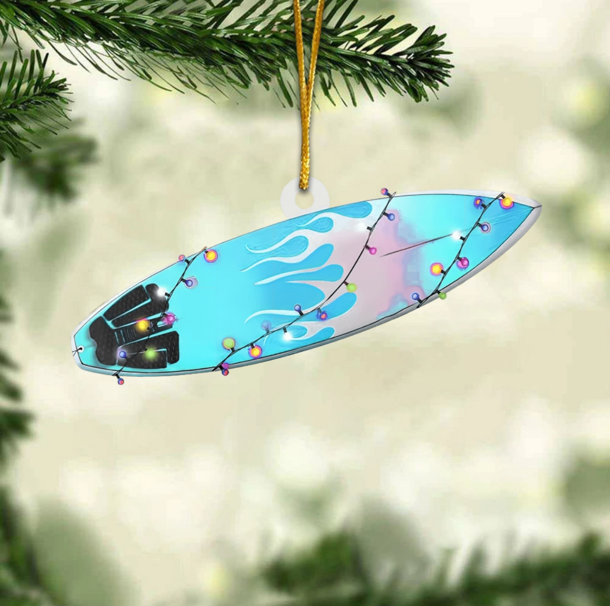 Personalized Surfboard Christmas Shaped Ornament – Custom Name Surfing Player Ornament ON1621