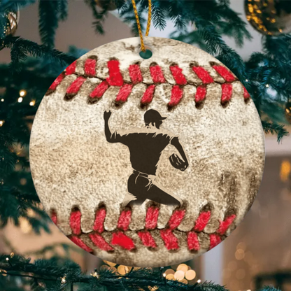 Personalized Baseball Player Position Circle Ornament, Custom Name Number Baseball Lover Ornament ON1623