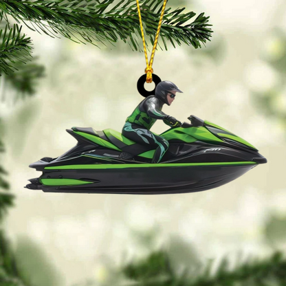 Jet Ski Personalized Christmas Acrylic Ornament, Custom Name Jet Ski Lovers Ornament ON1649