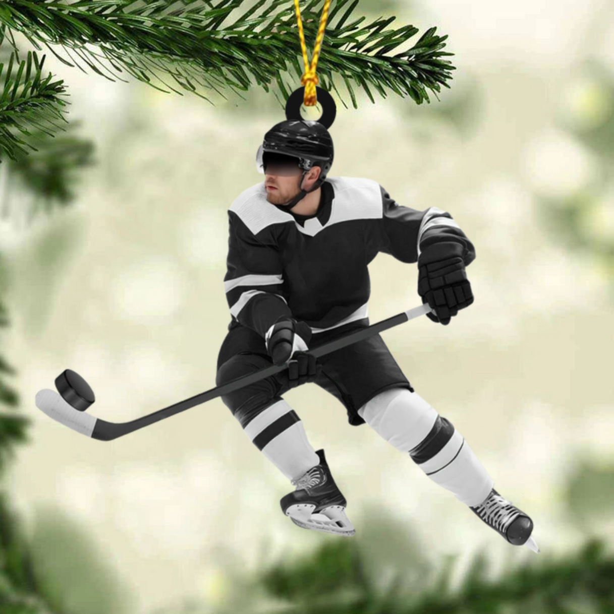 Ice Hockey Man Personalized Christmas Ornament, Custom Name Number Ice Hockey Player Ornament ON1734