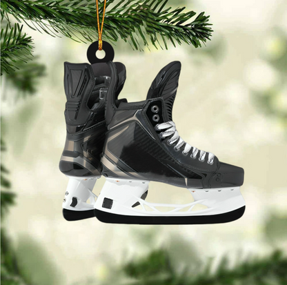 Hockey Skates - Personalized Acrylic Christmas Ornament, Custom Name Number Ice Hockey Lovers Ornament ON1737