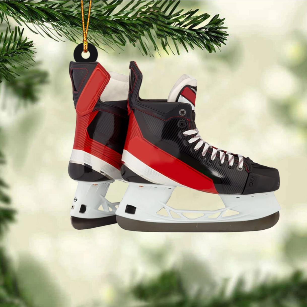 Hockey Skates - Personalized Acrylic Christmas Ornament, Custom Name Number Ice Hockey Lovers Ornament ON1737