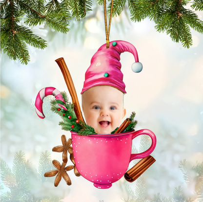 Personalized Cute Kids Photo Christmas Acrylic Ornament, Custom Photo Face Baby Christmas Ornament ON1381