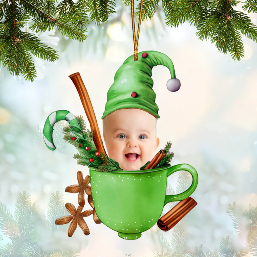 Personalized Cute Kids Photo Christmas Acrylic Ornament, Custom Photo Face Baby Christmas Ornament ON1381