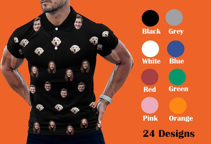 Custom Polo Shirt for Men Women Personalized Face Polo Shirt Photo Text Golf Bachelor Party Shirts Anniversary Birthday Fathers Day Gift ET0003