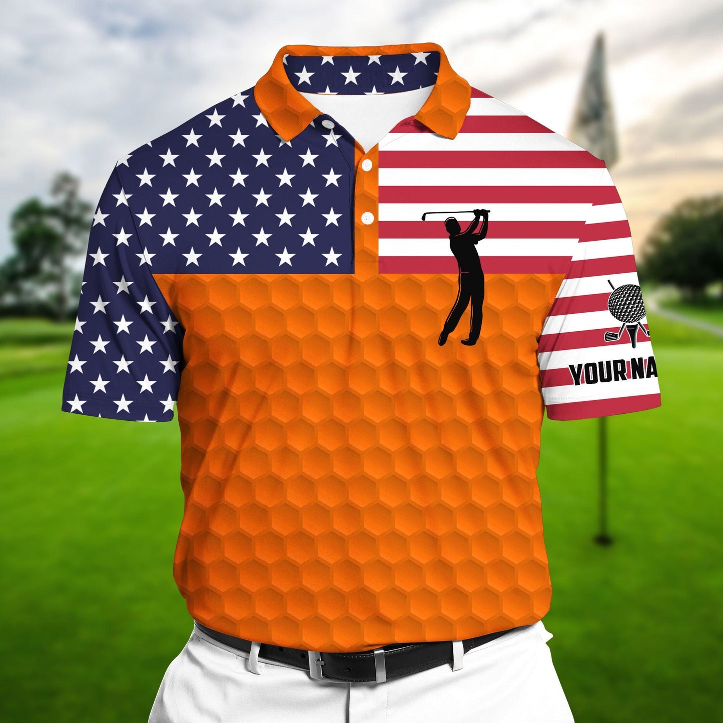 Masnines Orange Super Cool American Golf Man, Golf Polo Shirts Multicolor Custom Name Polo GA0107