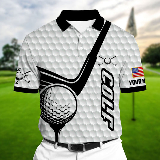 Masnines White Pride Premium Coolest Golf Club And Ball, Golf Polo Shirts Multicolor Custom Name Polo GA0046