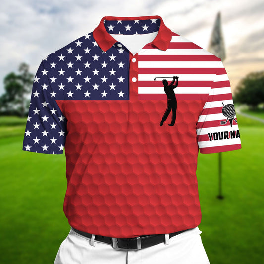 Masnines Red Pride Super Cool American Golf Man, Golf Polo Shirts Multicolor Custom Name Polo GA0105