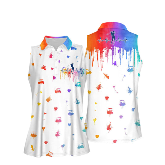 Women Golf Heart Beat WaterColor Shirts I0018