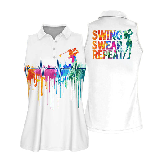 Swing Swear Repeat Funny Golf Shirts I0211