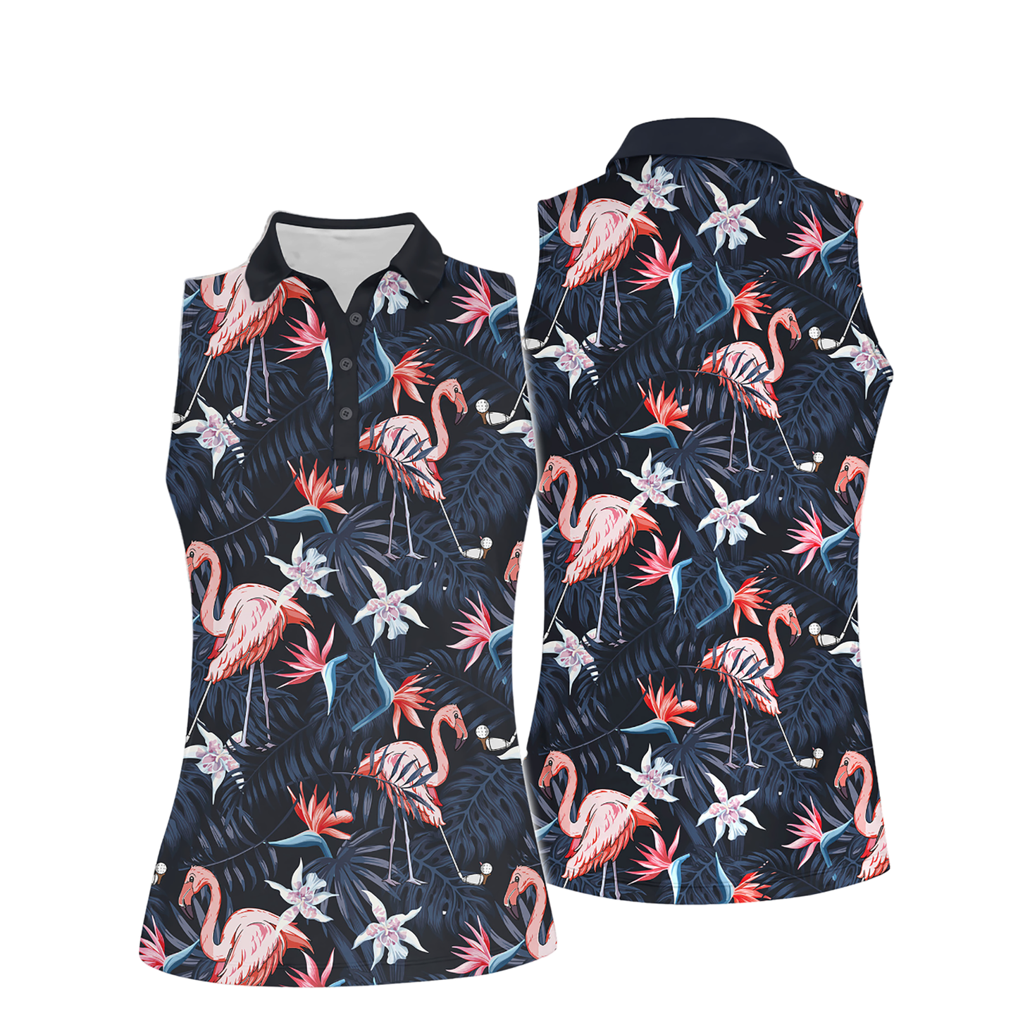 Seamless Tropical Flamingo Golf Shirts H0275