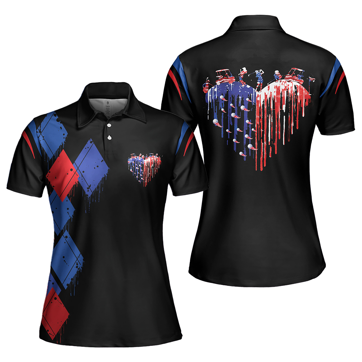 Paint Drip Heart Golfer Polo Shirt H0282