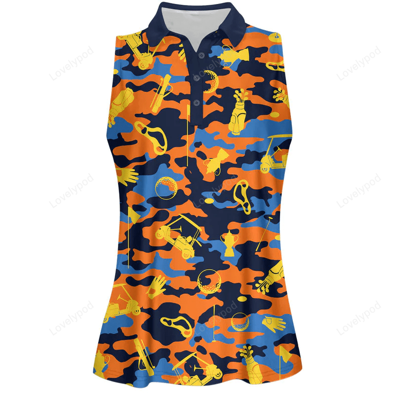 Blue and orange golf set women sleeveless polo shirt sport GY0419