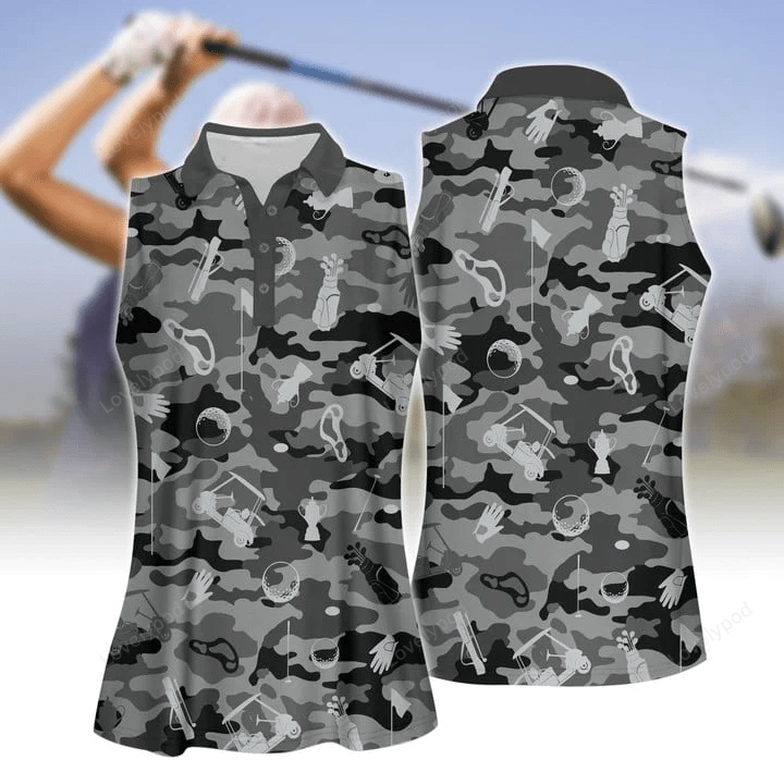 Color camouflage golf set women short sleeve polo shirt sleeveless polo shirt sport culottes with pocket GY0504