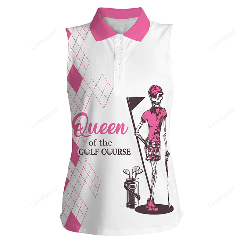 Pink women's sleeveless polo shirts golf skull women of the golf course, golf shirt for women GY0476