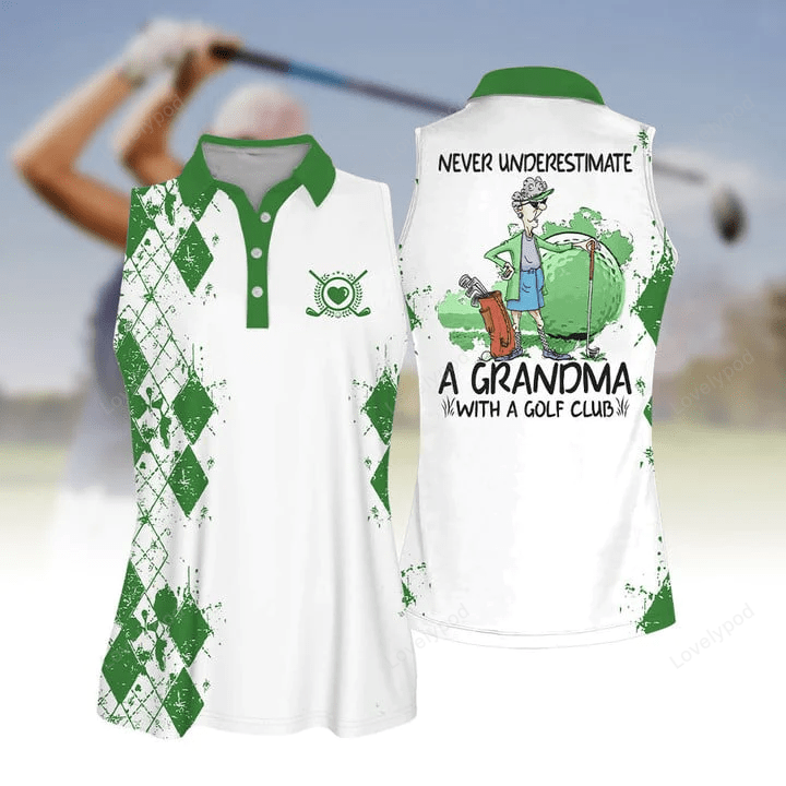 Sleeve women polo shirt for ladies never underestimate a grandma with a golf club GY0540