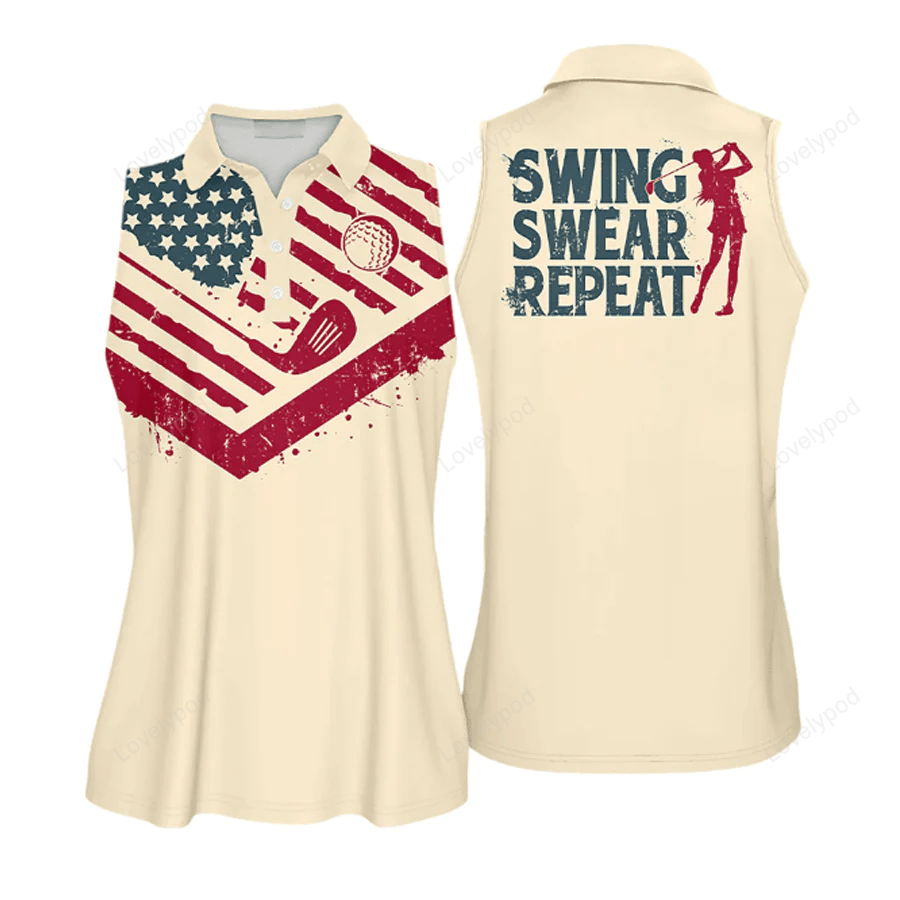 Women golf polo shirt american swing swear repeat vintage women golf shirt, sleeve polo shirt women golf GY0596