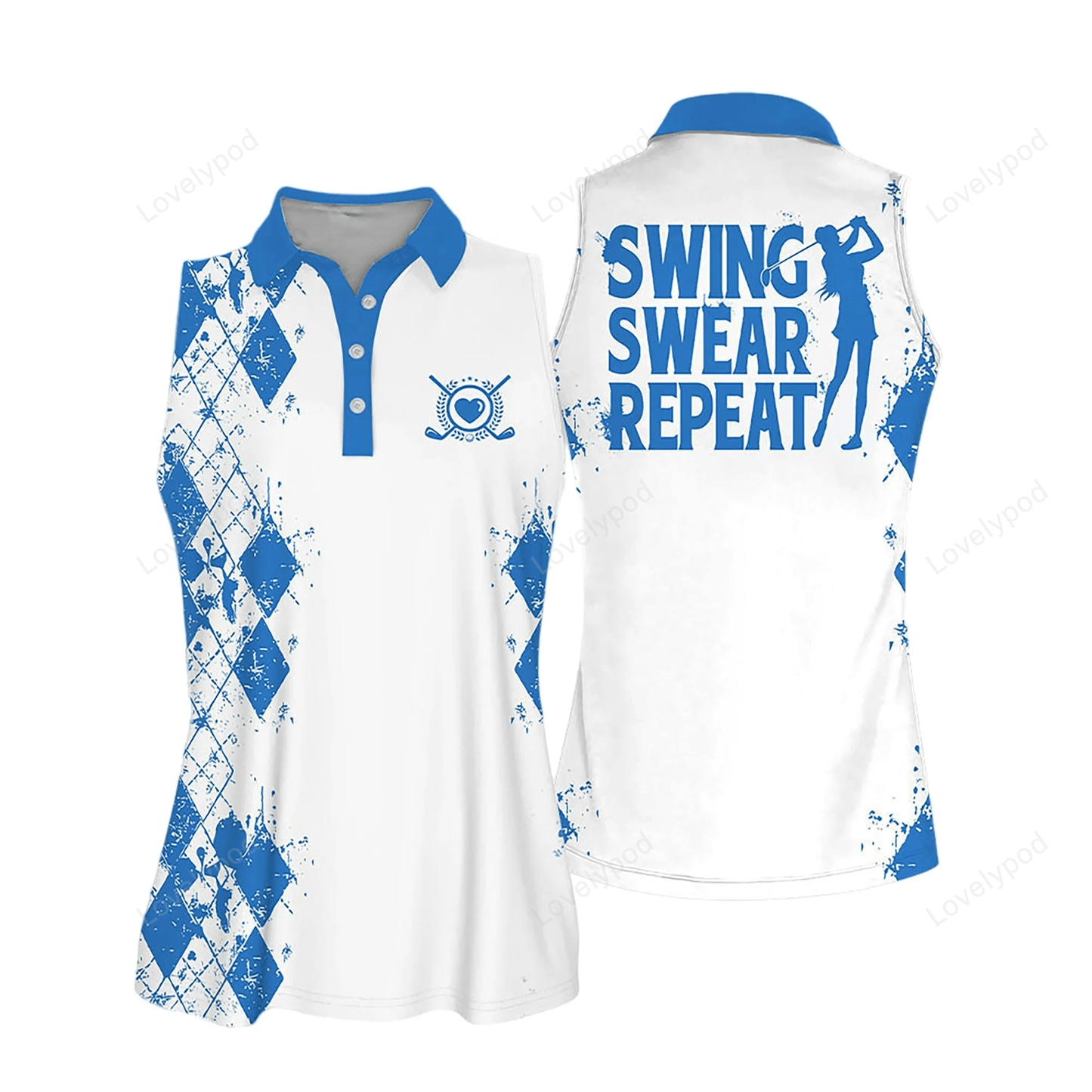 Sleeveless women polo shirt for ladies swing swear drink repeat shirt love golf shirt GY0551