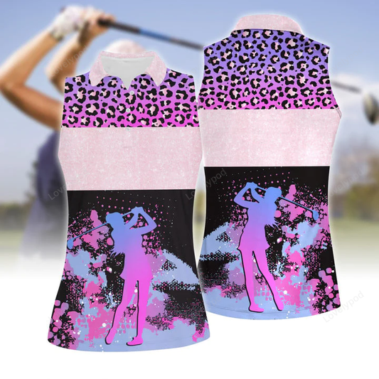 3d all over print pattern color golf grunge short sleeve women polo shirt sleeveless women polo shirt GY0582