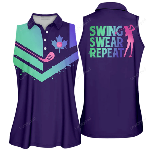 Gradient swing swear repeat flag canada swing swear repeat golfer gift color sleeveless polo shirt GY0605