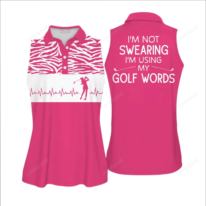 I'm not swearing im using my golf words colorfun leopard golf polo shirt for woman GY0671