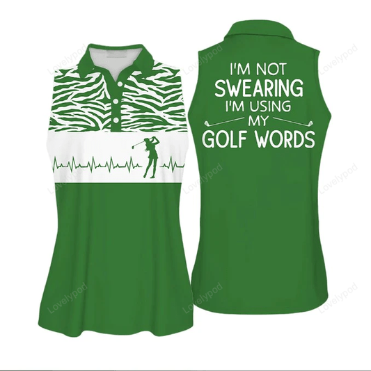 I'm not swearing im using my golf words leopard golf polo shirt for woman GY0632