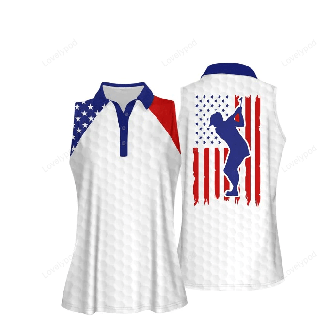 American flag golf flag addicted women short sleeve polo shirt, sleeveless polo shirt, golf shirt, gift for golf lover GY0654