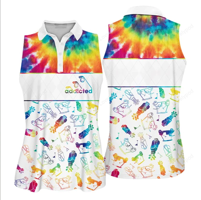 Tie-dye addicted pattern golf sleeveless polo shirt for women, golf shirt, gift for golf lover GY0766