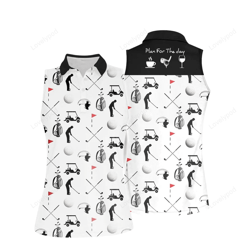 Stick figures playing golf women sleeveless polo shirt, women's sleeveless polo shirts quick dry golf shirt GY0402