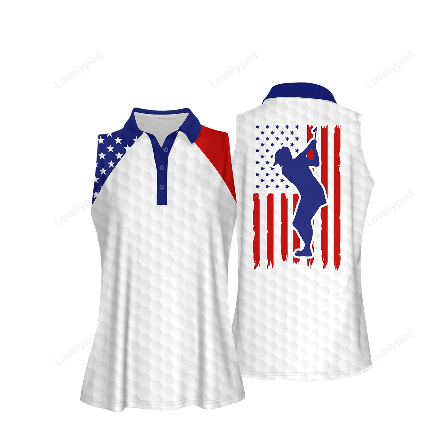 American flag golf flag addicted women short sleeve polo shirt, sleeveless polo shirt GY0398