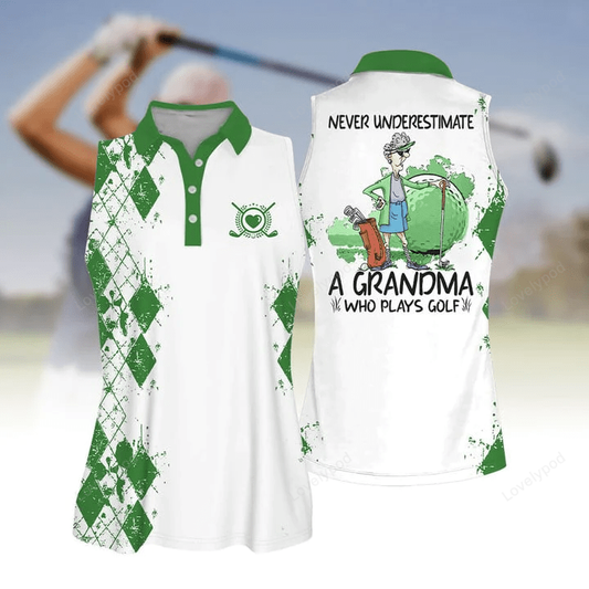 Sleeve women polo shirt for ladies never underestimate a grandma who plays golf GY0519