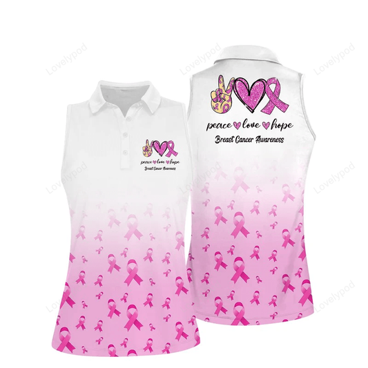 Peace love hope sleeveless polo shirt, women's sleeveless polo shirts quick dry golf tennis shirt GY0491