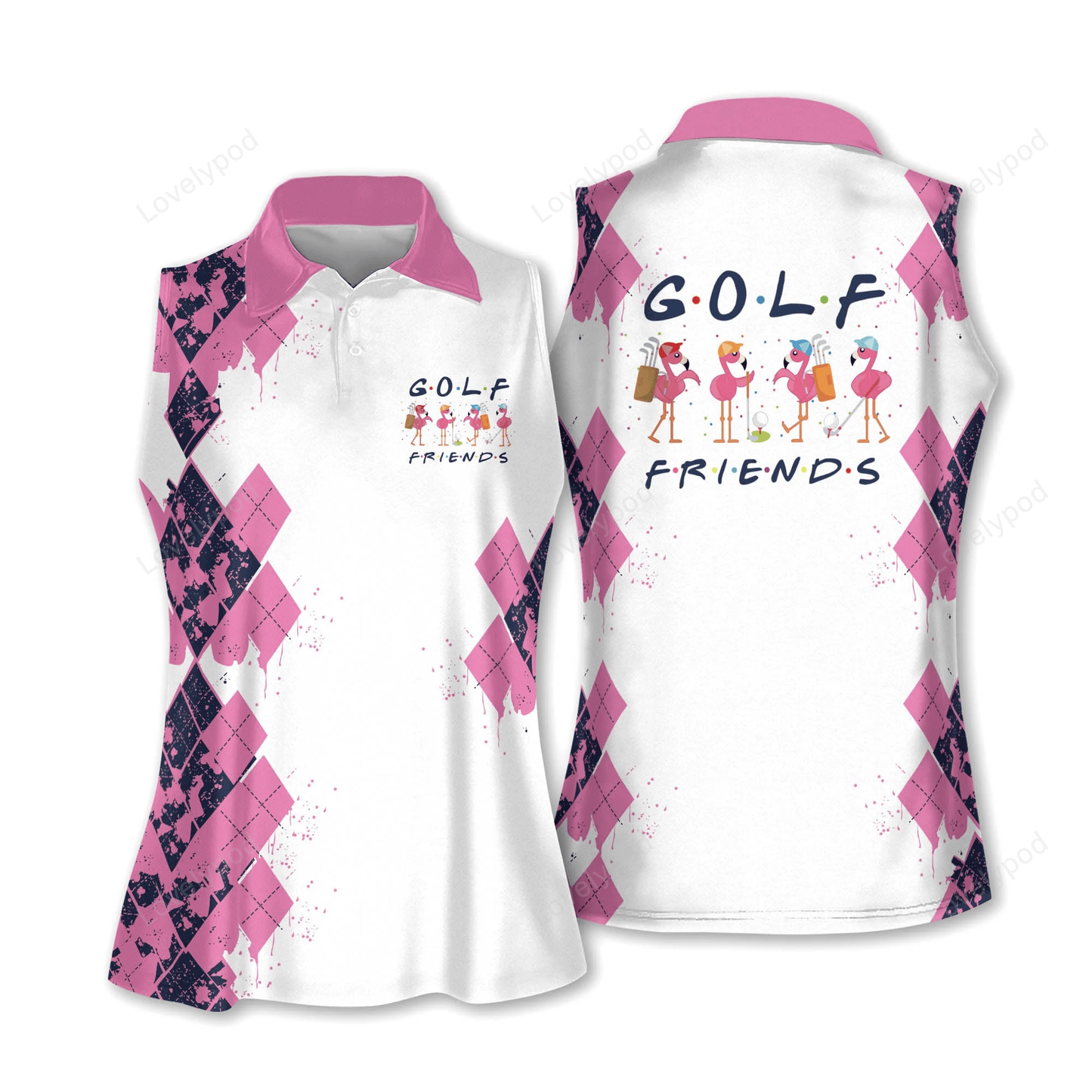 Golf friends flamingo v2 women sleeveless polo shirt, short sleeve polo shirt GY0484