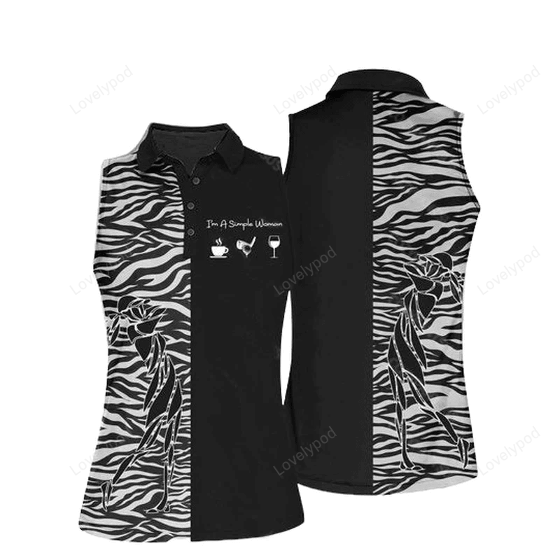 I am a simple women zebra pattern women sleeveless polo shirt, women's sleeveless polo shirts quick dry golf shirt GY0550